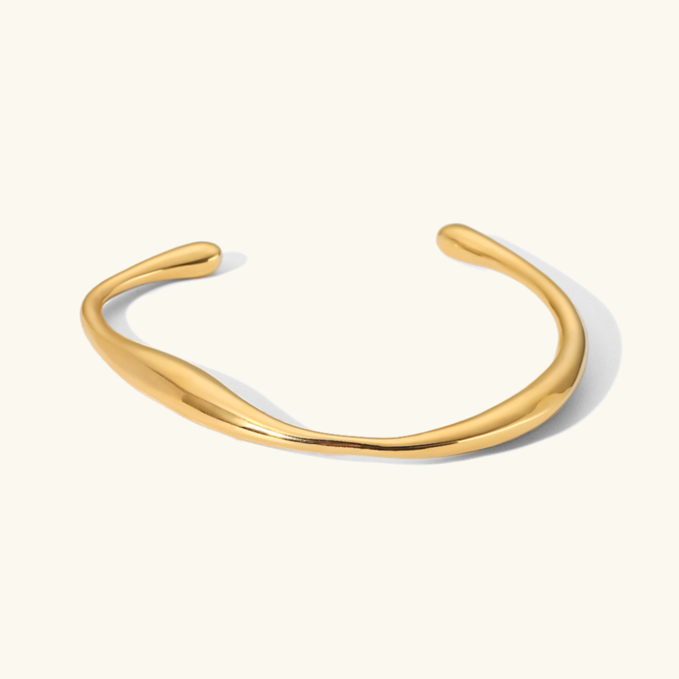 Twisted Gold Bangle Bracelet | Hypoallergenic Stainless Steel with 18k Gold Finish 0