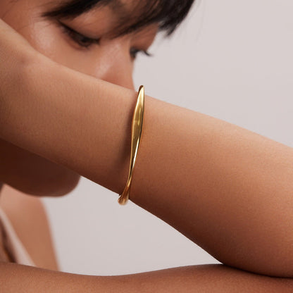 Twisted Gold Bangle Bracelet | Hypoallergenic Stainless Steel with 18k Gold Finish 5