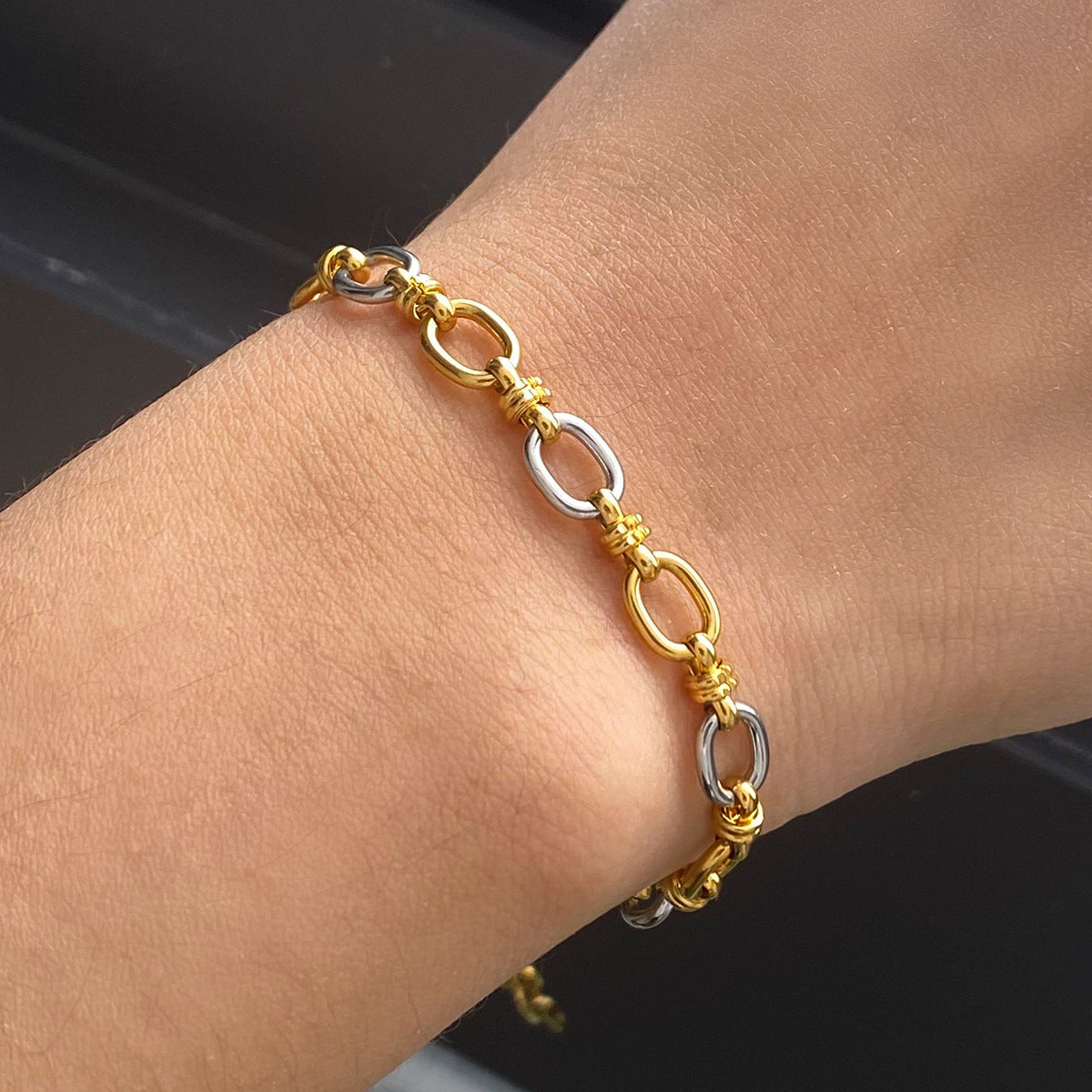 Two-Tone Gold Bracelet | Waterproof, Hypoallergenic, Durable Design 1