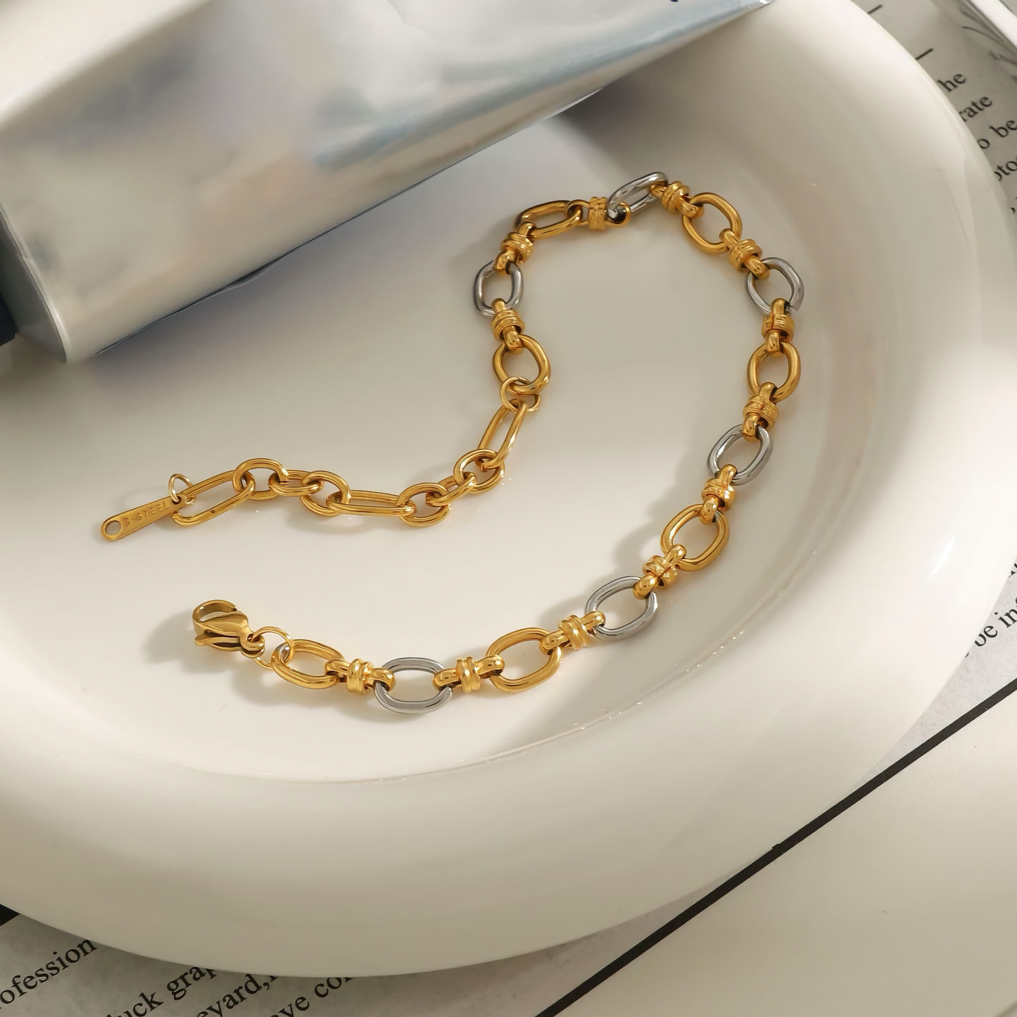 Two-Tone Gold Bracelet | Waterproof, Hypoallergenic, Durable Design 2
