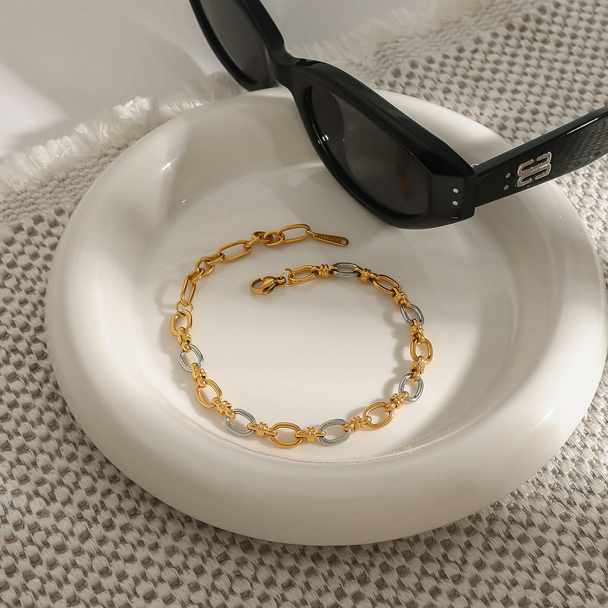 Two-Tone Gold Bracelet | Waterproof, Hypoallergenic, Durable Design 3