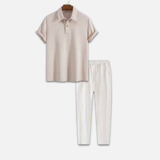 Two Piece Set Women | Structured Polo Shirt & Relaxed Fit Pants 0
