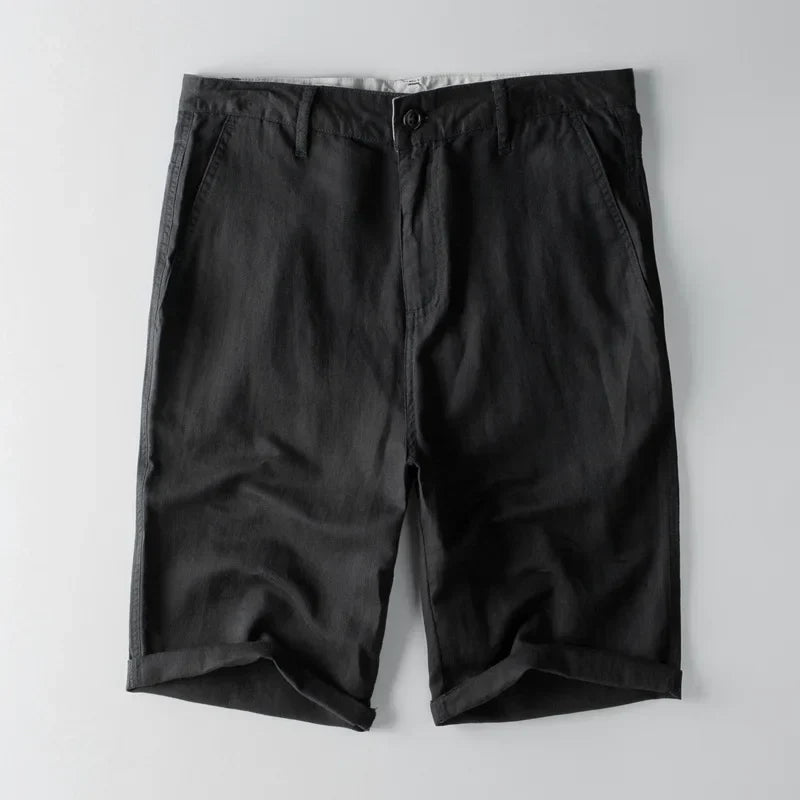 Urban Elegance | Men's Cotton Linen Blend Knee-Length Shorts with Pockets 2