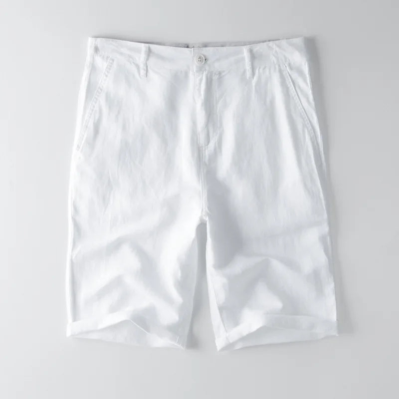 Urban Elegance | Men's Cotton Linen Blend Knee-Length Shorts with Pockets 3