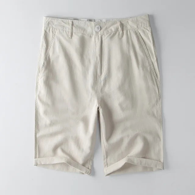 Urban Elegance | Men's Cotton Linen Blend Knee-Length Shorts with Pockets 4