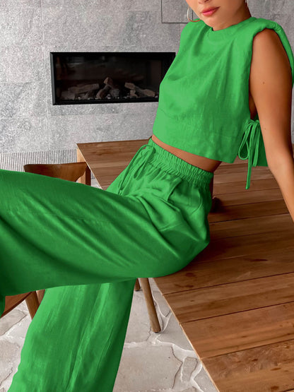 Utility Linen Two-Piece Wide Leg Pants Set | Comfortable Regular Fit for Everyday Wear 5