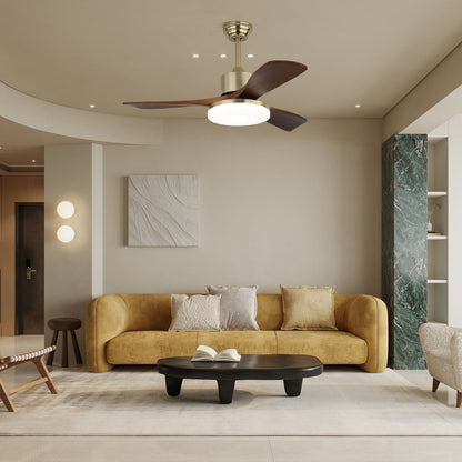 Vega | 42 & 52 Ceiling Fan Light with LED and Walnut Wood Blades 2