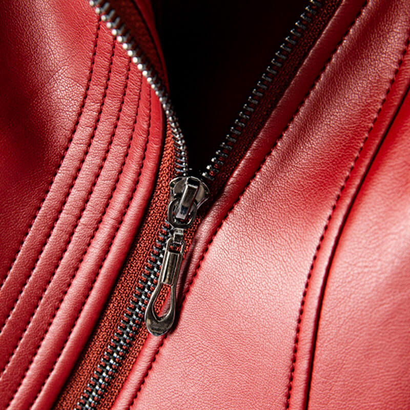 Vegan Leather Jacket | Stylish Wide Lapel with Asymmetrical Zipper 7