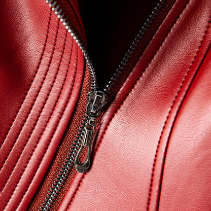 Vegan Leather Jacket | Stylish Wide Lapel with Asymmetrical Zipper 7