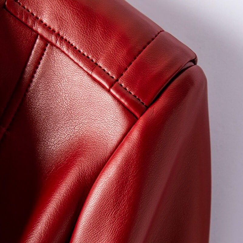 Vegan Leather Jacket | Stylish Wide Lapel with Asymmetrical Zipper 8