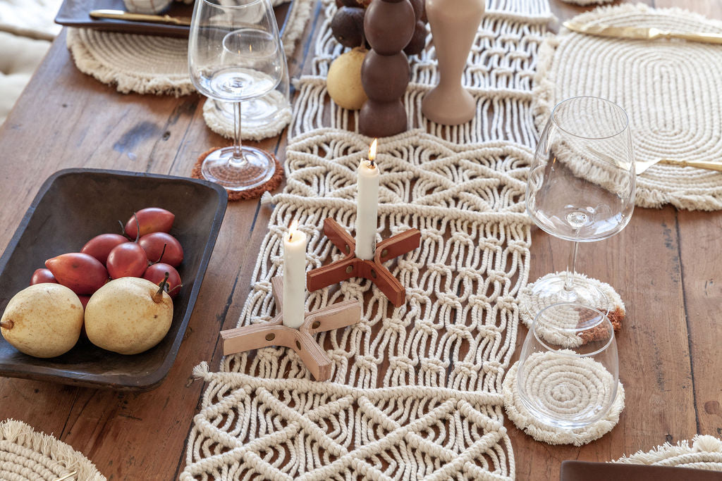 Minimal Leather Candle Holder Set of 2