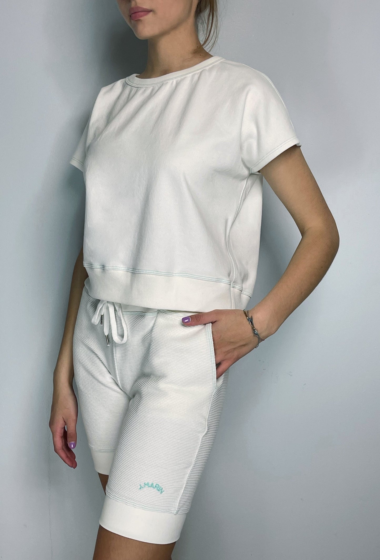 El Short Knicker - Puntada Natural/Verde Marino