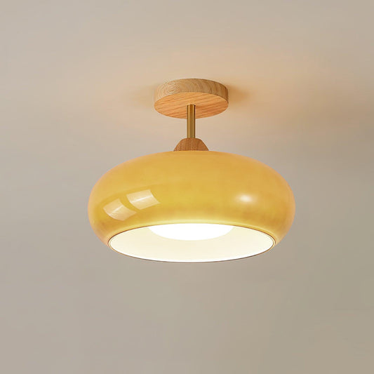 Vintage Bauhaus Ceiling Lamp | Elegant Glass Disc Flush Mount Fixture 0