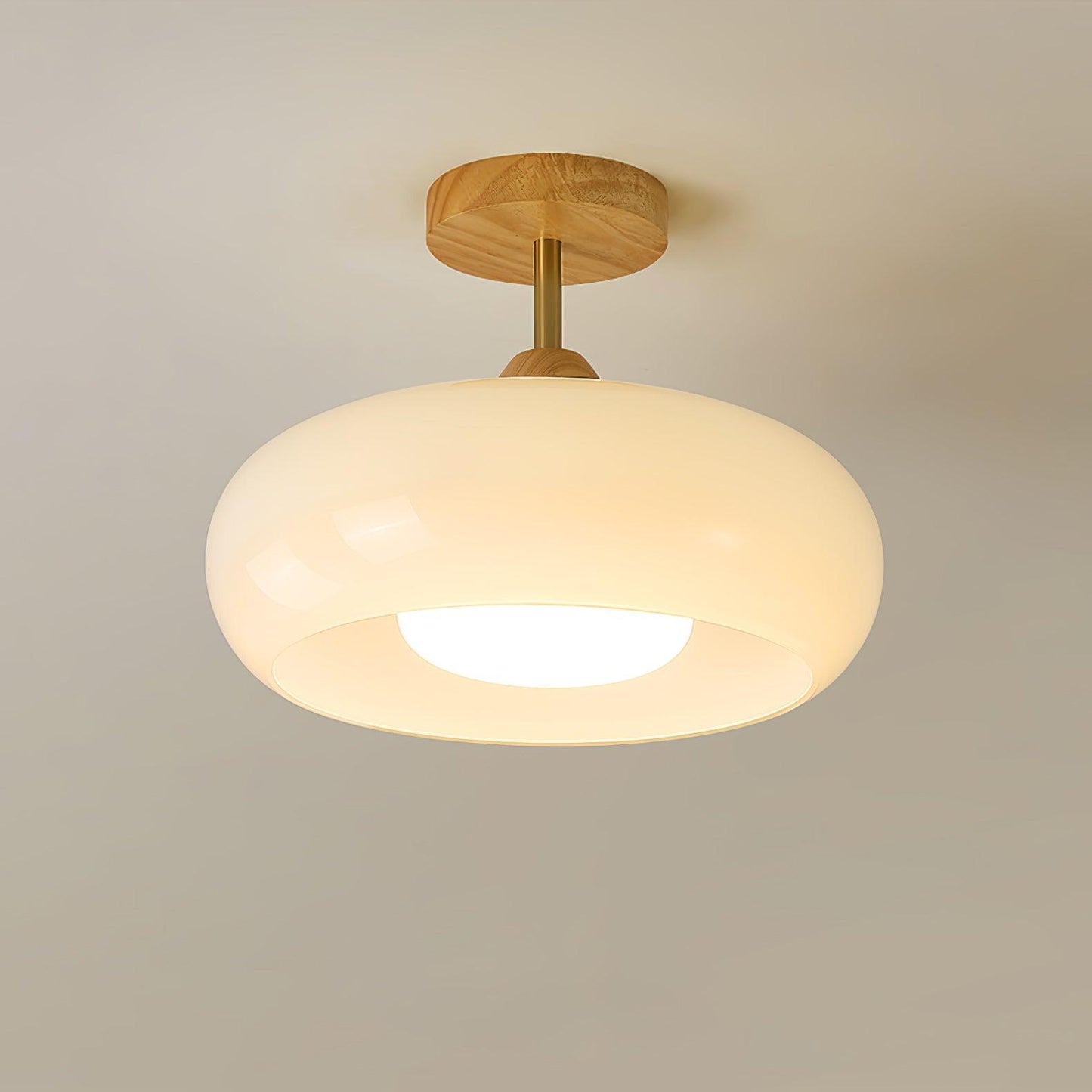 Vintage Bauhaus Ceiling Lamp | Elegant Glass Disc Flush Mount Fixture 3