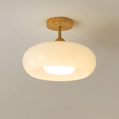 Vintage Bauhaus Ceiling Lamp | Elegant Glass Disc Flush Mount Fixture 3