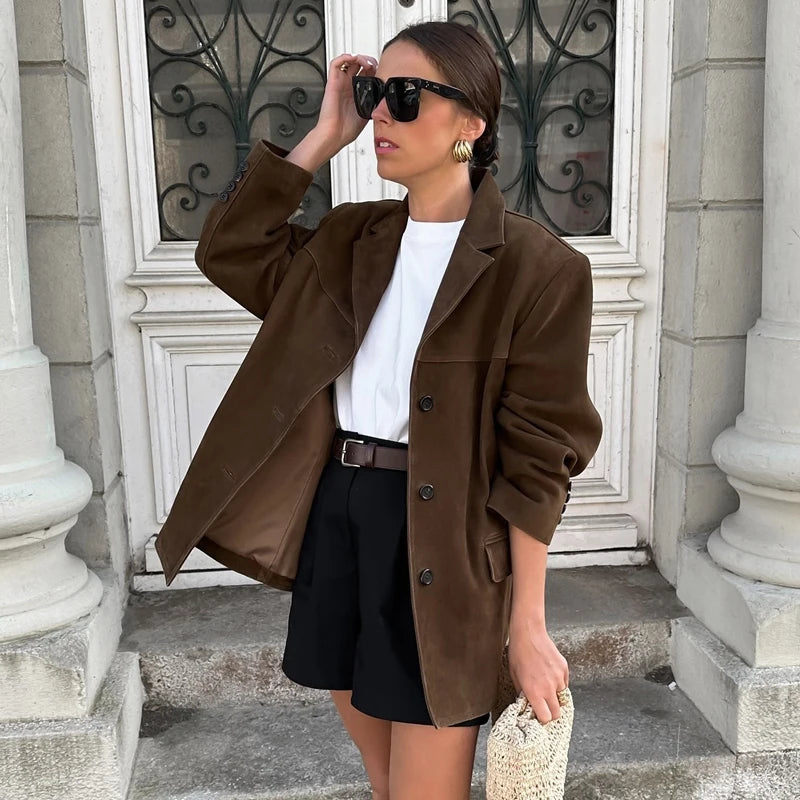 Vintage Brown Leather Jacket | Premium Suede for Demi-Season Wear 1