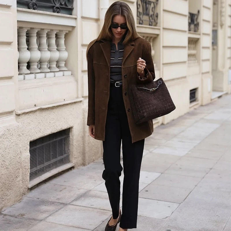 Vintage Brown Leather Jacket | Premium Suede for Demi-Season Wear 3