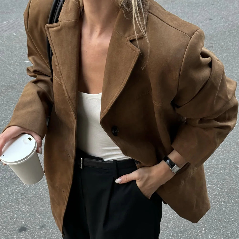 Vintage Brown Leather Jacket | Premium Suede for Demi-Season Wear 5