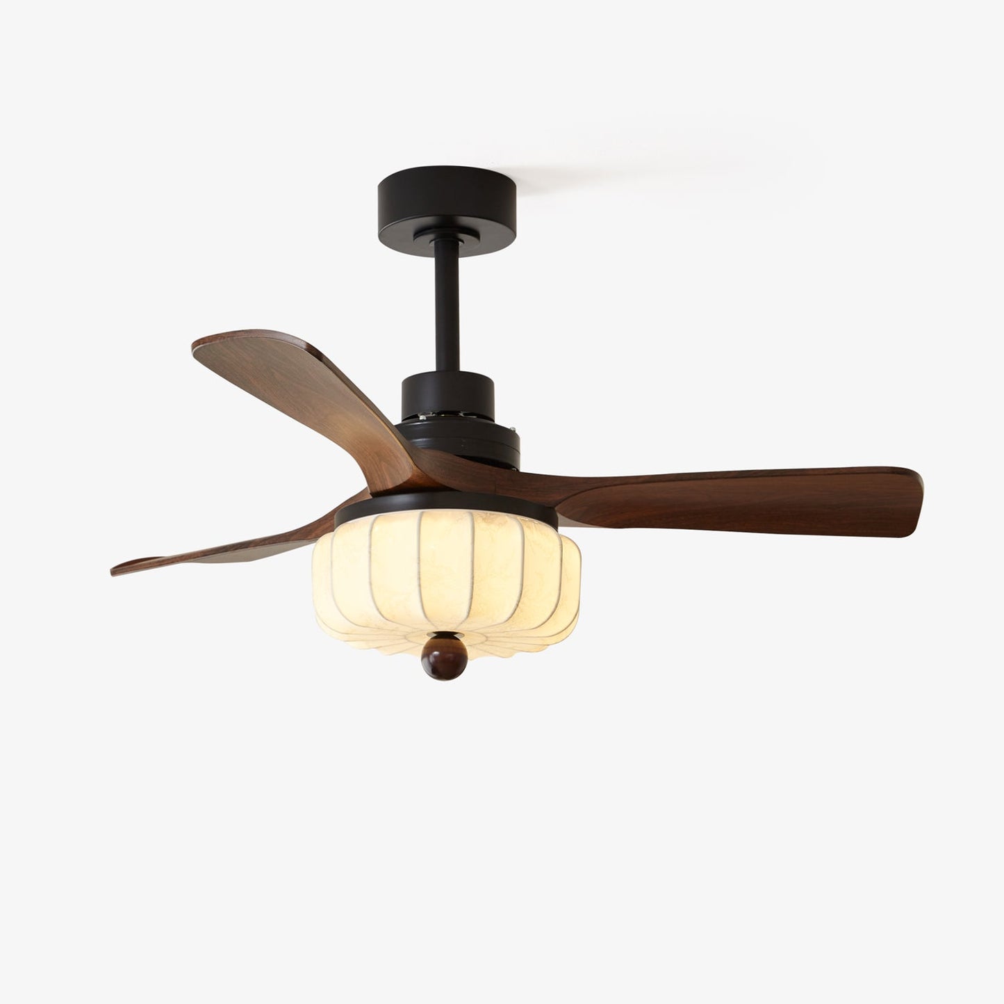 Vintage Ceiling Fan Light | Elegant Walnut & Warm Ivory Design 1