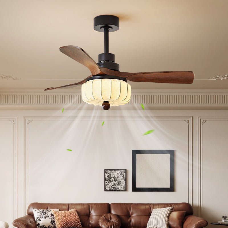 Vintage Ceiling Fan Light | Elegant Walnut & Warm Ivory Design 2
