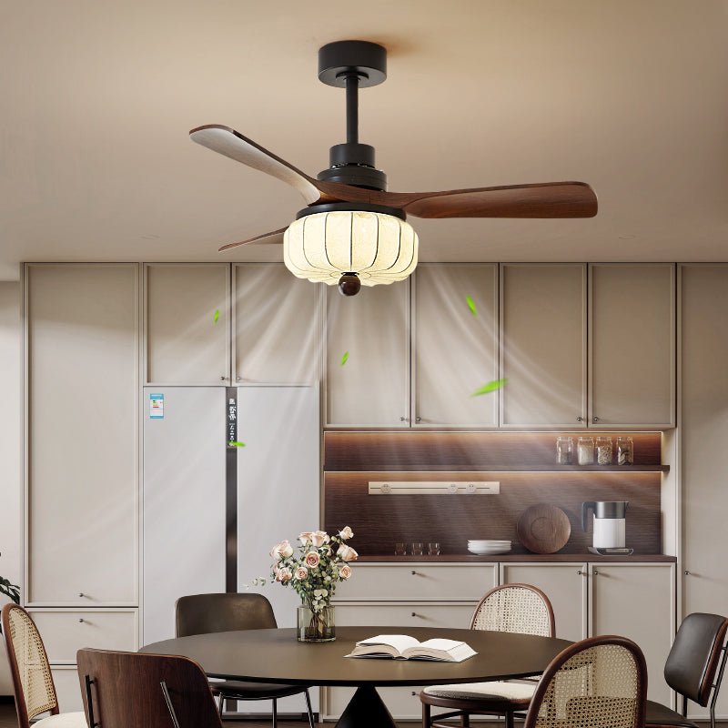 Vintage Ceiling Fan Light | Elegant Walnut & Warm Ivory Design 3