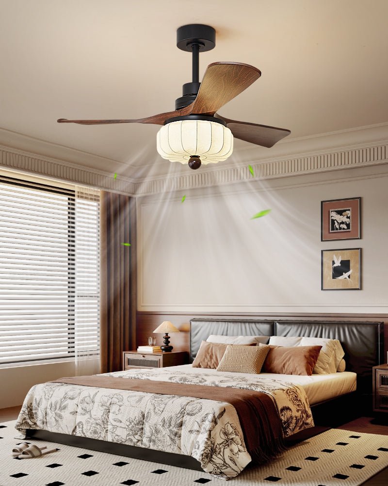 Vintage Ceiling Fan Light | Elegant Walnut & Warm Ivory Design 4