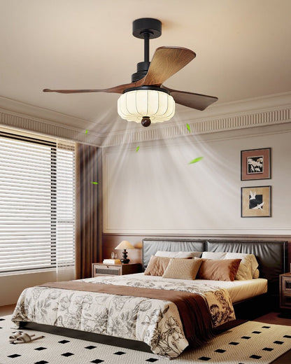 Vintage Ceiling Fan Light | Elegant Walnut & Warm Ivory Design 4