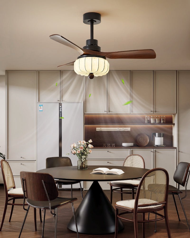 Vintage Ceiling Fan Light | Elegant Walnut & Warm Ivory Design 5