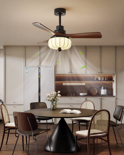 Vintage Ceiling Fan Light | Elegant Walnut & Warm Ivory Design 5