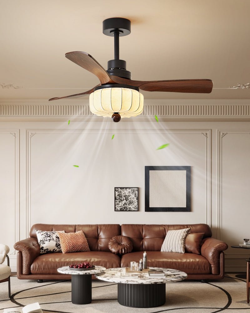 Vintage Ceiling Fan Light | Elegant Walnut & Warm Ivory Design 6
