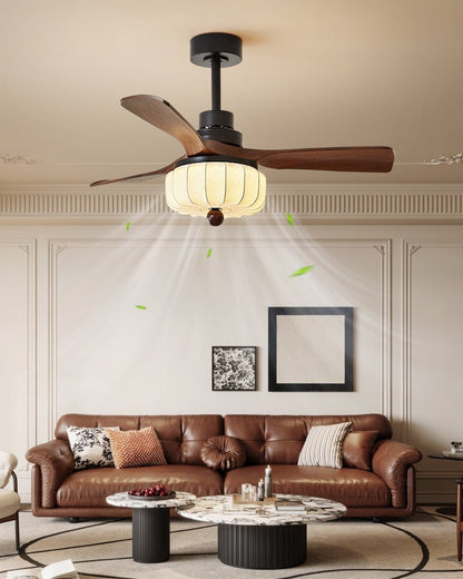Vintage Ceiling Fan Light | Elegant Walnut & Warm Ivory Design 6