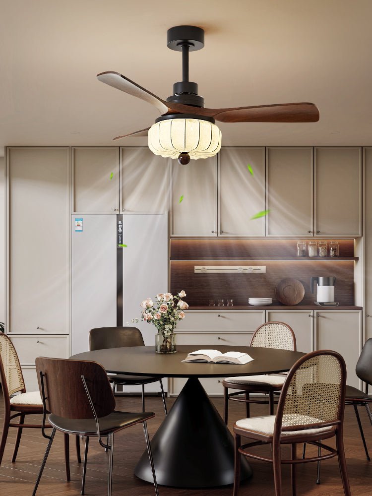 Vintage Ceiling Fan Light | Elegant Walnut & Warm Ivory Design 7