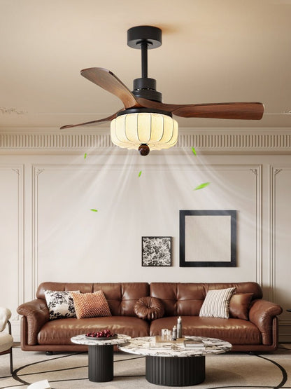 Vintage Ceiling Fan Light | Elegant Walnut & Warm Ivory Design 8