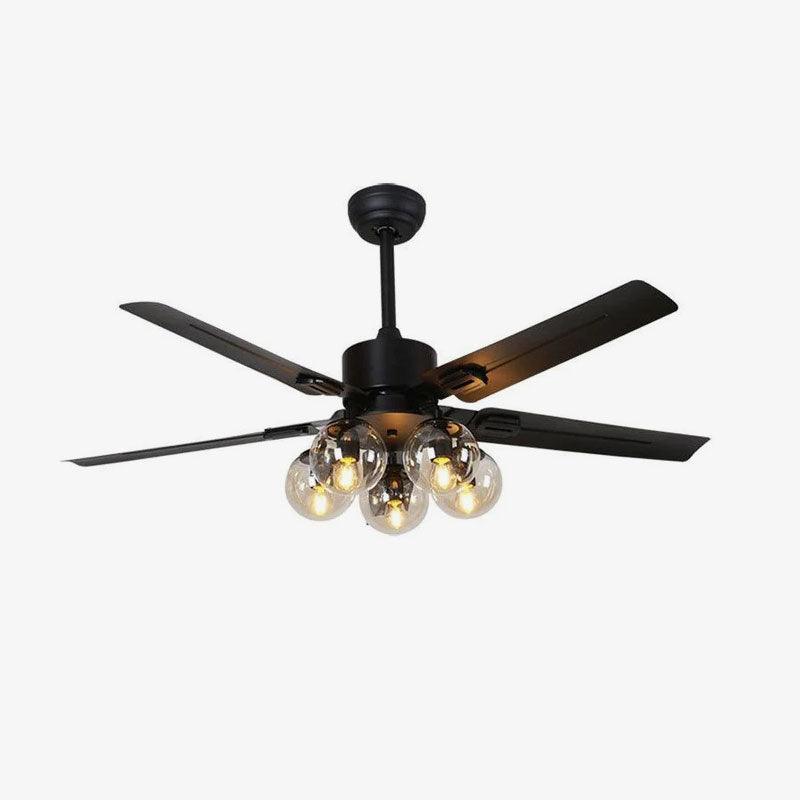 Vintage Ceiling Fan | Flush Mount Ceiling Fan with Integrated Lights 0