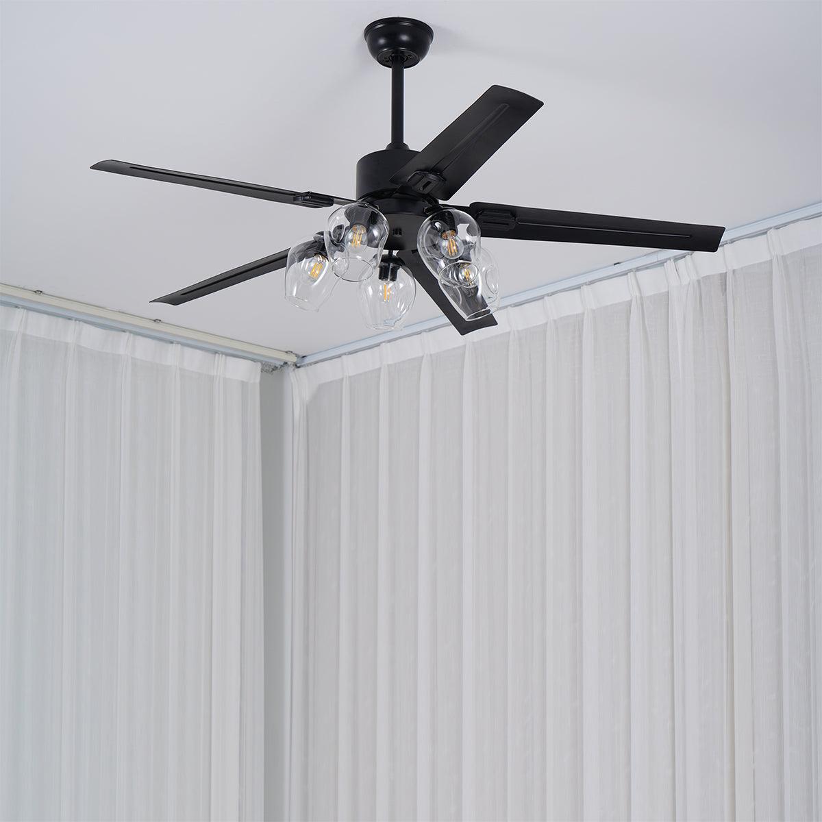 Vintage Ceiling Fan | Flush Mount Ceiling Fan with Integrated Lights 5