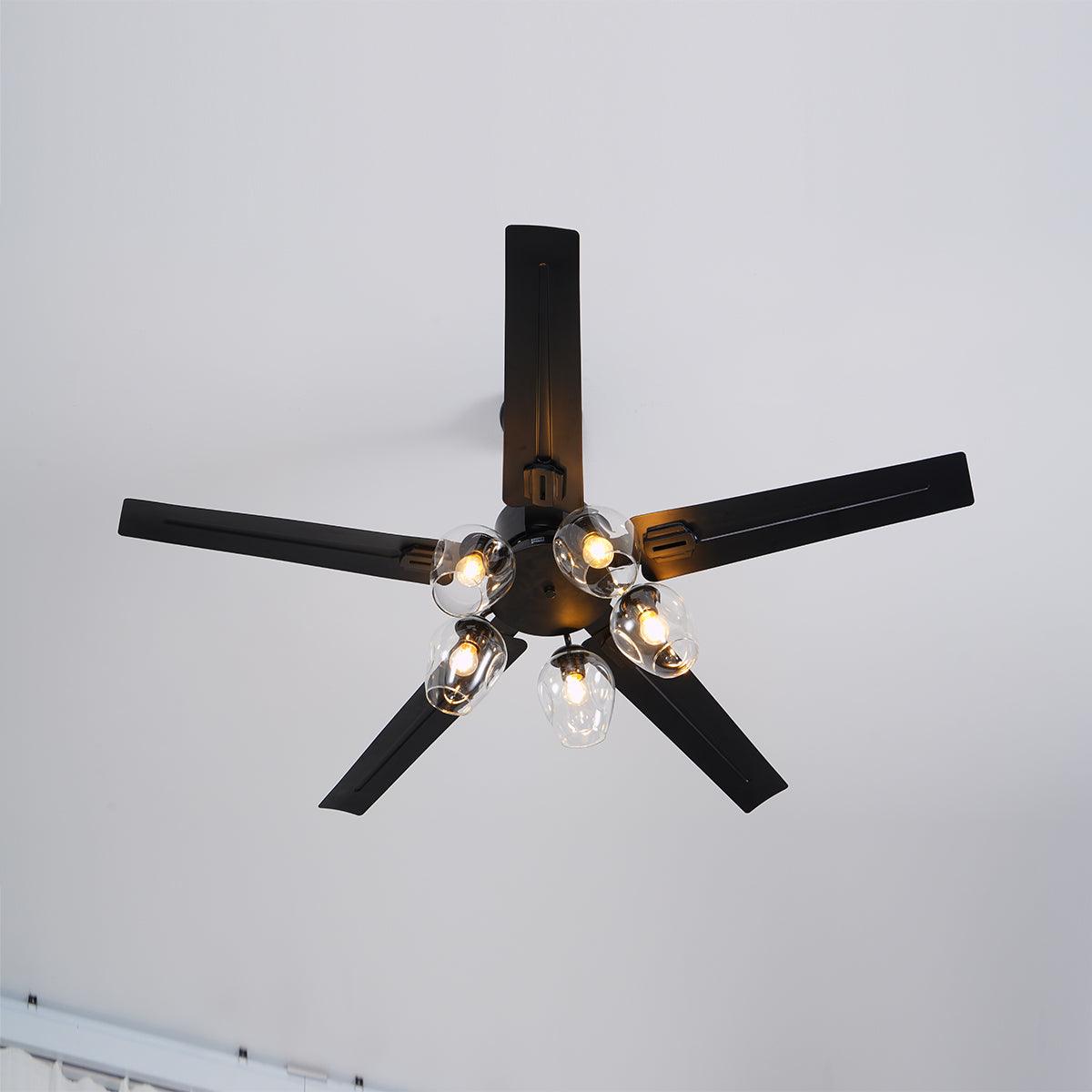 Vintage Ceiling Fan | Flush Mount Ceiling Fan with Integrated Lights 6