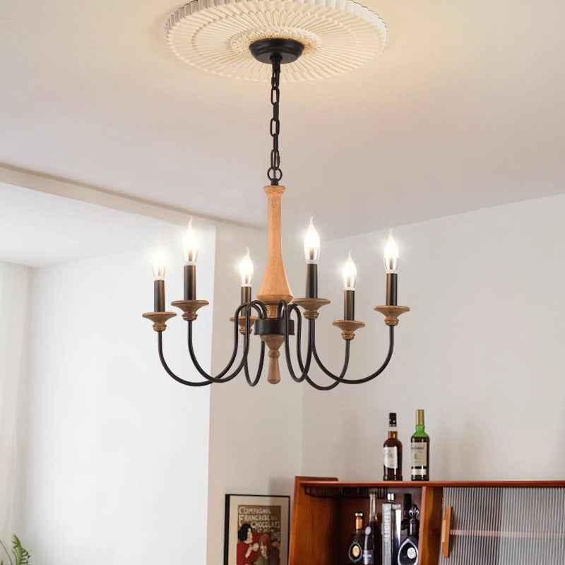 Vintage Chandelier | Elegant Wood and Iron Design for Bedrooms 2