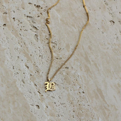 Vintage Letter Necklace | Lightweight Chunky Chain with Custom Initial 3