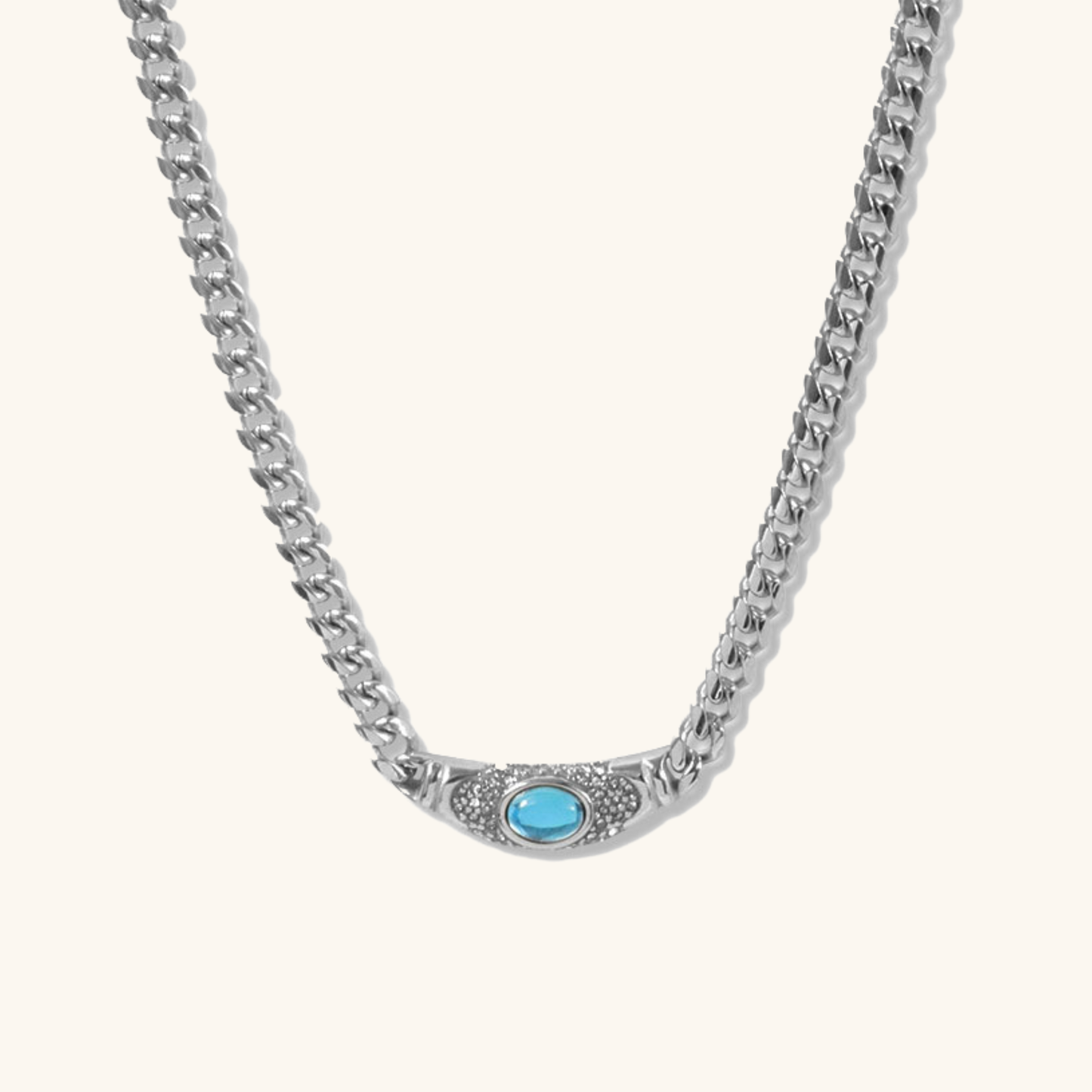 Vintage Necklace | 18K Waterproof Gold with Gemstone Simulant Pendant 9