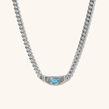 Vintage Necklace | 18K Waterproof Gold with Gemstone Simulant Pendant 9
