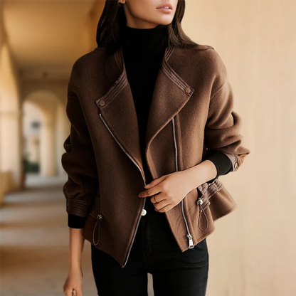 Vintage Zip Up Cashmere Coat | Oversized Wool-Blend with Asymmetrical Zip 2