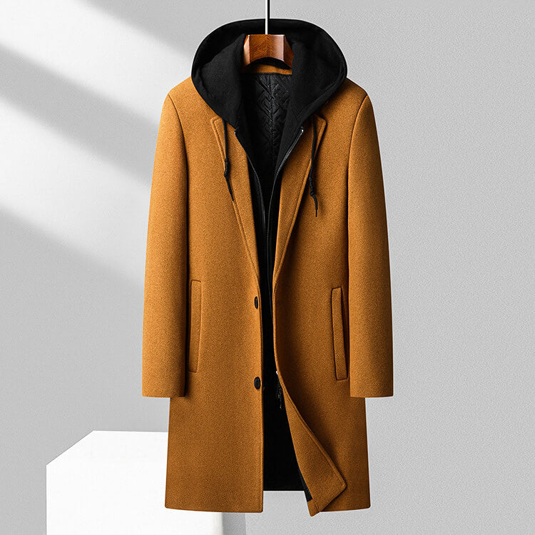 Virgin Wool Overcoat | Hooded Design with Detachable Hood for Winter 0