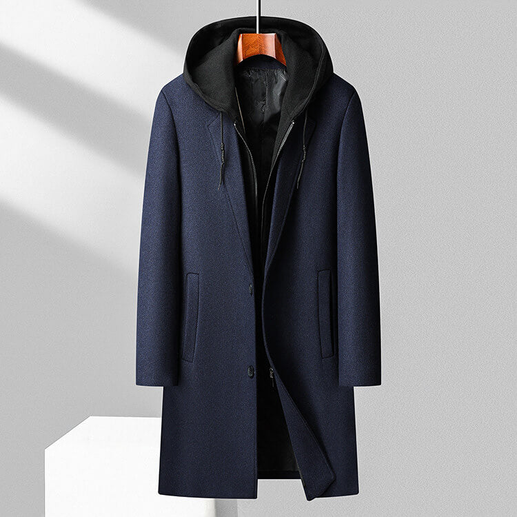 Virgin Wool Overcoat | Hooded Design with Detachable Hood for Winter 1