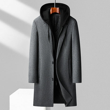 Virgin Wool Overcoat | Hooded Design with Detachable Hood for Winter 2