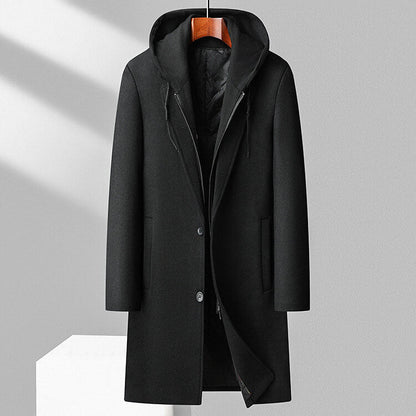 Virgin Wool Overcoat | Hooded Design with Detachable Hood for Winter 3