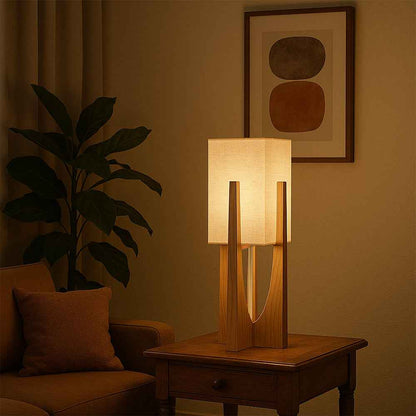 Wabi Sabi Floor Lamp | Handmade Fabric Shade with Wooden Base 3