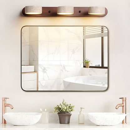 Wall Light Sconces | Dual Light Yellow Travertine and Wood Design 5