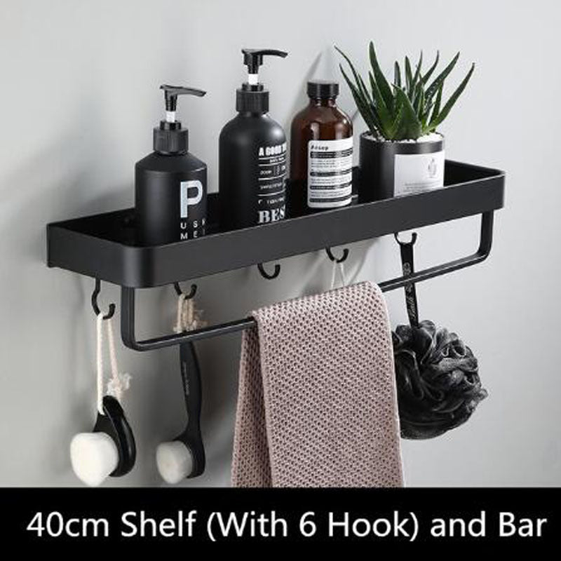 Wall Shelf | Durable Black Space Aluminum Design for Modern Bathrooms 13
