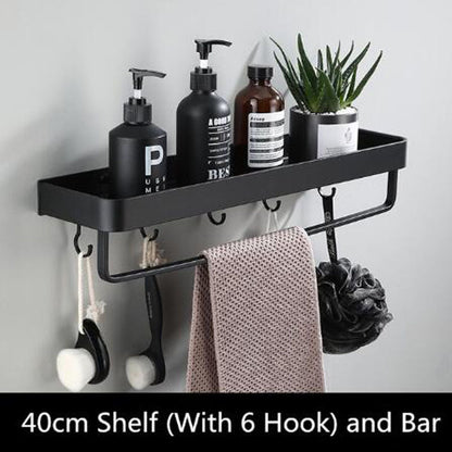 Wall Shelf | Durable Black Space Aluminum Design for Modern Bathrooms 13