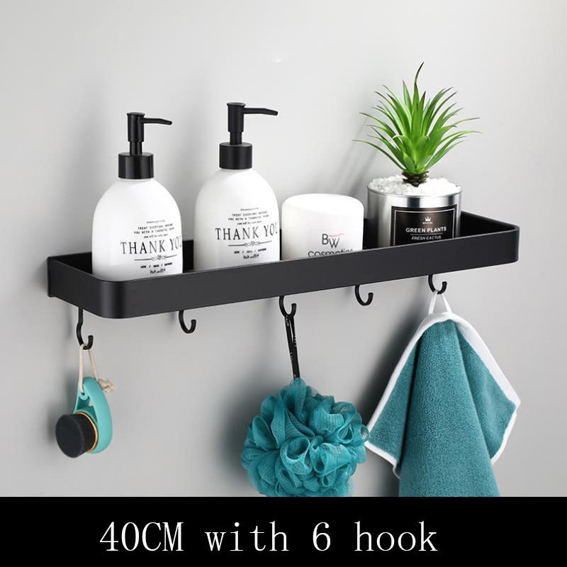 Wall Shelf | Durable Black Space Aluminum Design for Modern Bathrooms 14